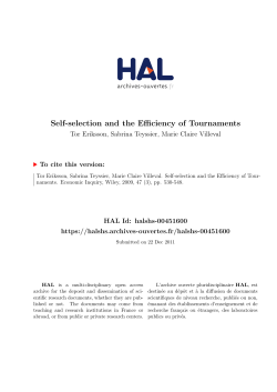 Self-selection and the Efficiency of Tournaments - Hal-SHS