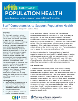 Christopher, DHSc, MEd Staff Competencies to Support Population