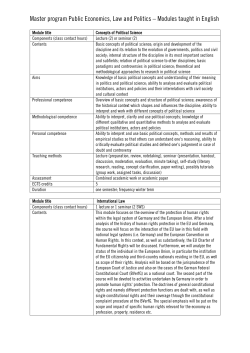 Master program Public Economics, Law and Politics &ndash; Modules