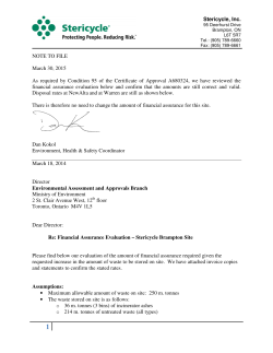 Stericycle, Inc. NOTE TO FILE March 30, 2015 As required by