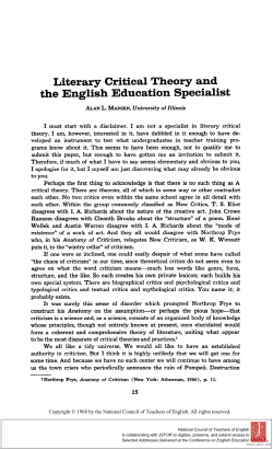 Literary Critical Theory and the English Education Specialist
