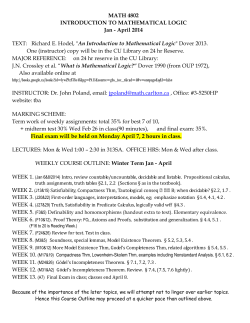 MATH 4802 INTRODUCTION TO MATHEMATICAL LOGIC Jan