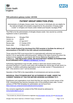 Shingles vaccine (Zostavax&reg;) PGD template