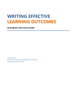 Learning Outcomes Package - Centre for Innovation and Excellence