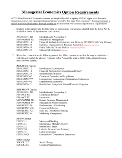 Managerial Economics Option Requirements