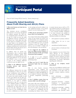 Frequently Asked Questions About Profit Sharing and 401(k) Plans