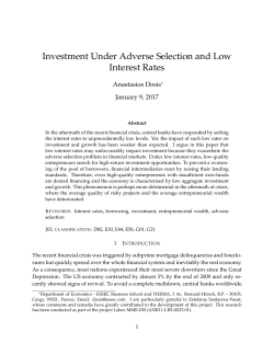 Investment Under Adverse Selection and Low Interest Rates
