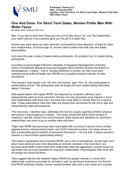 One And Done: For Short Term Dates, Women Prefer Men With