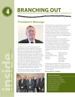 branching out - Forest Resource Improvement Association of Alberta