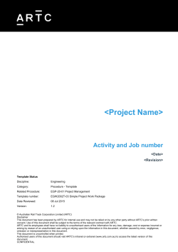 Simple Project Work Package - ARTC