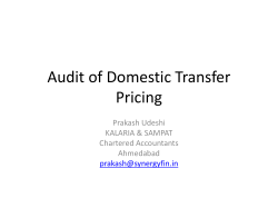 Benchmarking Specified Domestic Transactions