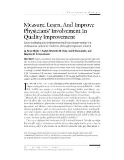 Measure, Learn, And Improve: Physicians