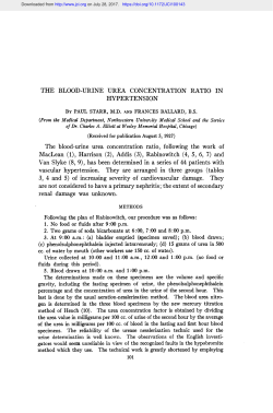 THE BLOOD-URINE UREA CONCENTRATION RATIO IN