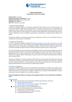 TERMS OF REFERENCE Preparation of Three Case Studies