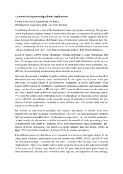 Alternatives in processing ad-hoc implicatures