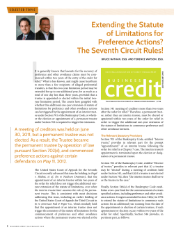 Extending the Statute of Limitations for Preference Actions? The
