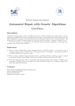 Automated Repair with Genetic Algorithms &ndash; GenProg