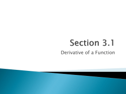 3.1 Derivative of a Function
