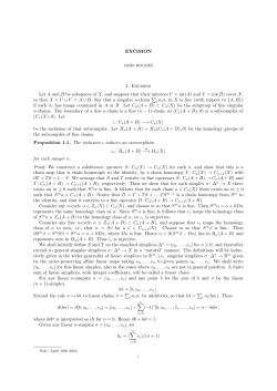 EXCISION 1. Excision Let A and B be subspaces of X, and suppose