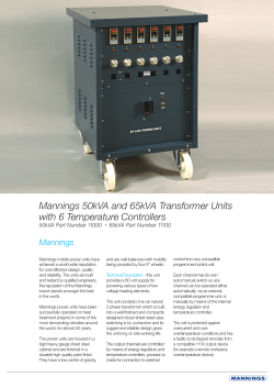 Mannings 50kVA and 65kVA Transformer Units with 6 Temperature