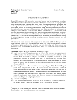 Undergraduate Economics Course Andrew Sweeting ECON 460