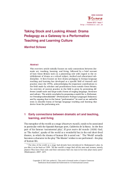 Taking Stock and Looking Ahead: Drama Pedagogy as a Gateway