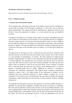 The Burden of Proof in Tax Matters