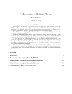 An Introduction to Multiplier Algebras