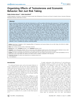 Organizing Effects of Testosterone and Economic Behavior: Not Just