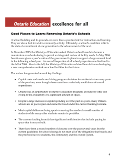 Good Places to Learn: Renewing Ontario`s