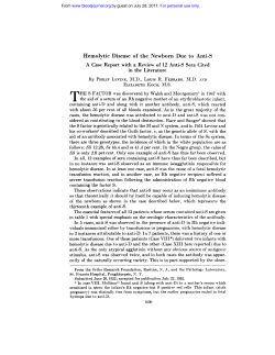 Hemolytic Disease of the Newborn Due to Anti-S A