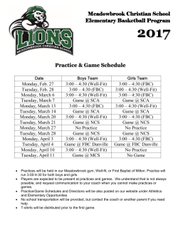 2017 Elementary Basketball Practice Schedule