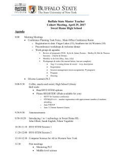 Buffalo State Master Teacher Cohort Meeting, April 29, 2017 Sweet