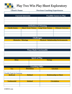 P2W Play Two Win Method Play Sheet Exploratory