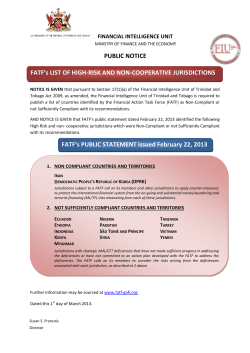 PUBLIC NOTICE FATF`s LIST OF HIGH