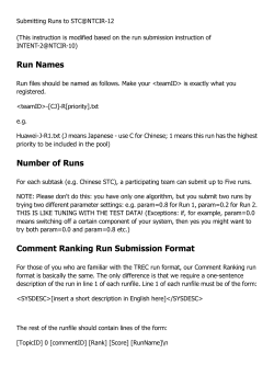 Run Names Number of Runs Comment Ranking Run Submission