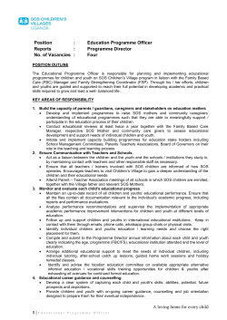 A loving home for every child Position : Education Programme