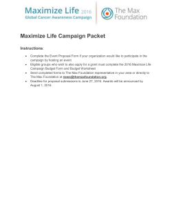 2016 Maximize Life Campaign Overview