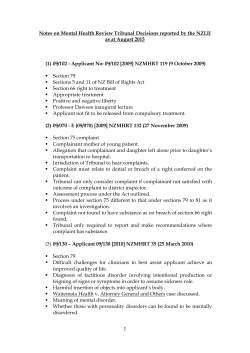 Mental Health Review Tribunal Decisions