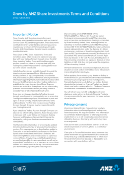 Grow by ANZ Share Investments Terms and Conditions