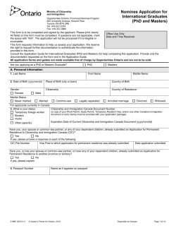 Nominee Application for International Graduates (PhD and Masters)