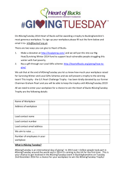 On #GivingTuesday 2014 Heart of Bucks will be awarding a trophy