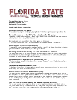 Florida State Spring Game Saturday, April 8, 2017 Defensive Player