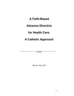 Advance Care Directive - A Catholic Approach