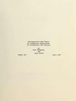 Noncooperative game theory for industrial