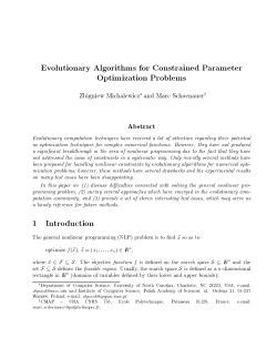 Evolutionary Algorithms for Constrained Parameter Optimization