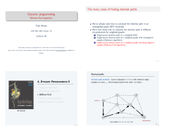 Dynamic programming The many cases of finding shortest paths