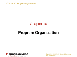 Chapter 10: Program Organization