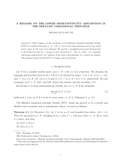 A REMARK ON THE LOWER SEMICONTINUITY ASSUMPTION IN