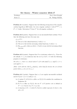 Set theory - Winter semester 2016-17